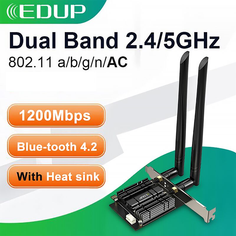 EDUP 3000Mbps WiFi 6 PCI Express Blue-tooth 5.1 Adaptador Banda dual 2.4G / 5GHz 802.11AC / AX Tarjeta de red inalámbrica Intel AX200 PCIe