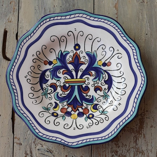 Plato de cerámica pintado a mano estilo bohemio, 1 Uds., vajilla de flores delicadas, bistec occidental, ensalada, postre, pastel, Sushi, plato decorativo