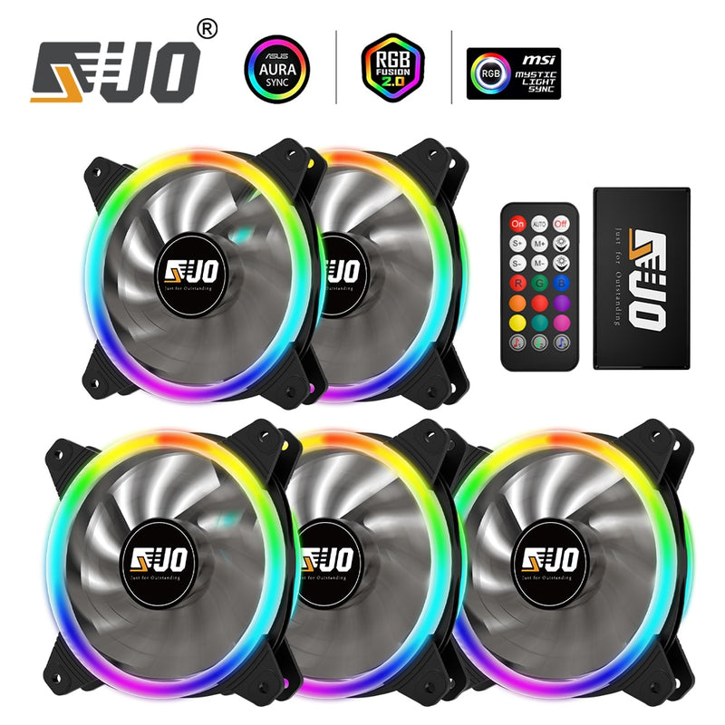 PC Case Fan RGB 120mm AURA SYNC 5V/3pin Quiet CPU Cooler Sets Fan 6 Pin CPU Radiator Adjust Fan Color &amp; Speed