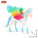 Oenux Classic Mythical Rainbow Pegasus Simulation Animal Original Fairy Tale Fly Horse Action Figures Model PVC Educational Toys