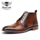 Desai Men Motorcycle Boots Vintage Combat Boot Winter Fur 2020 New Cow Split Leather  Genuine Leather Military Boots Men Shoes