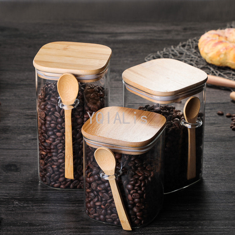 3 Ideas 800-1200ml with Spoon Sealed Jar Storage Tank Condiment Coffee Beans Tank Kitchen Supplies Sugar Storage Bottle Tea Box