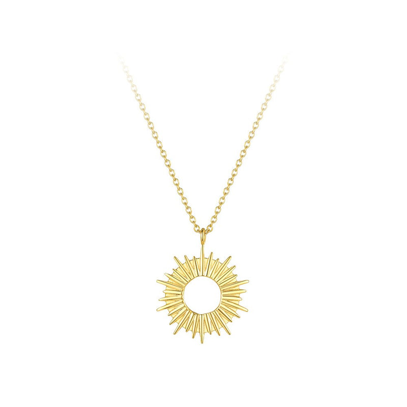 ENFASHION Sunshine Pendant Necklace Stainless Steel Gold Color Hollow Circle Sun Necklaces For Women 2020 Fashion Jewelry P3089