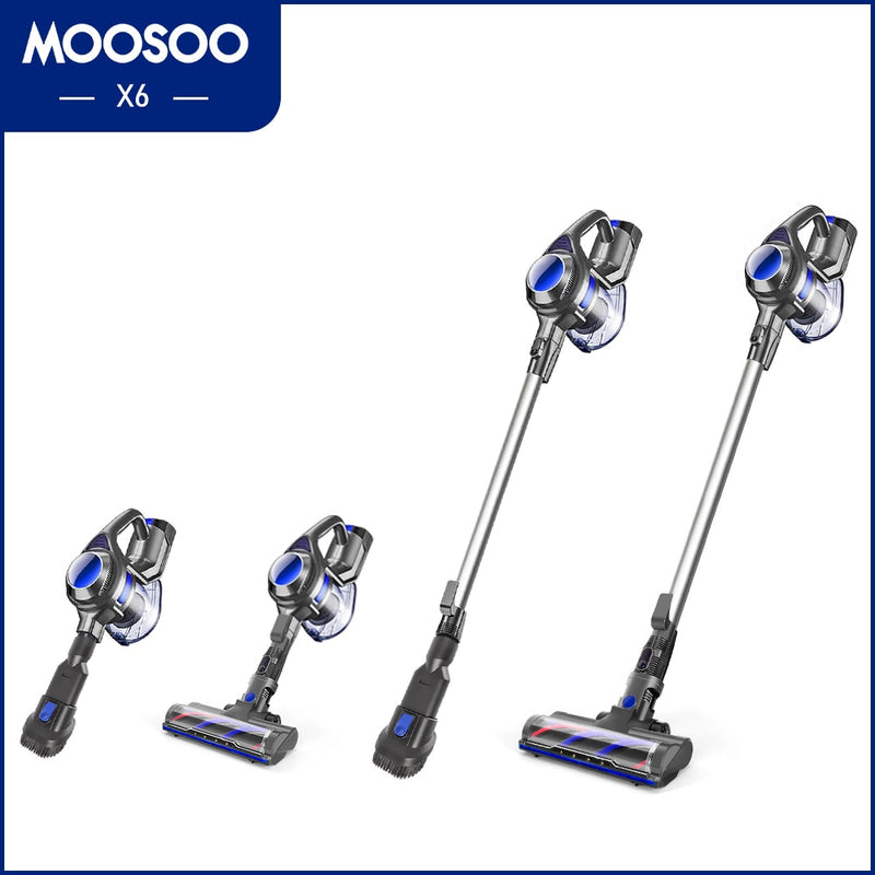 MOOSOO X6 Cordless Stick Vacuum Cleaner 12KPa Suction 100W 2200mAh 1.3L 4 in 1 Handheld Cleaner for Hard Floor Carpet Pet Hair