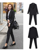 Work Pant Suits OL 2 Piece Set For Women Business Interview Suit Set Uniform Slim Blazer And Pencil Pant Office Lady Suit