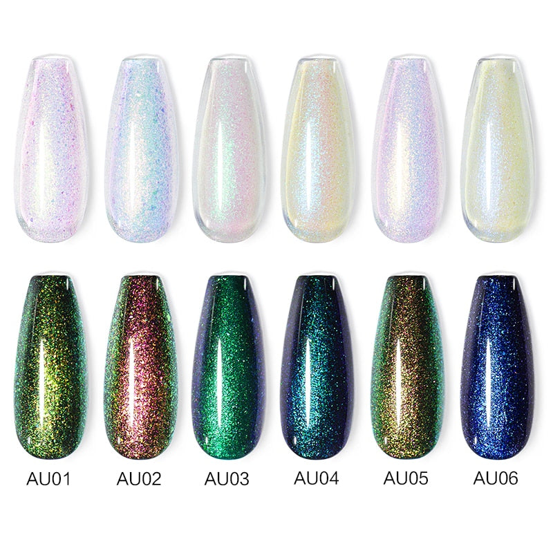 Beautilux Glitter Nail Gel Polish Kit 6pcs / set x10ml Mermaid Platinum Rainbow Chameleon Semi Permanente Nails Art Barniz Lote