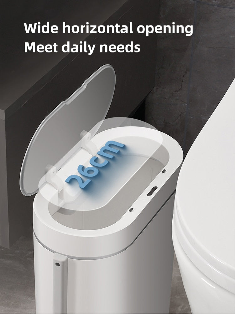 Joybos Narrow Bathroom Smart Trash Can with Toilet Brush,10L Electronic Automatic  toilet Waterproof Smart Sensor Trash Bin