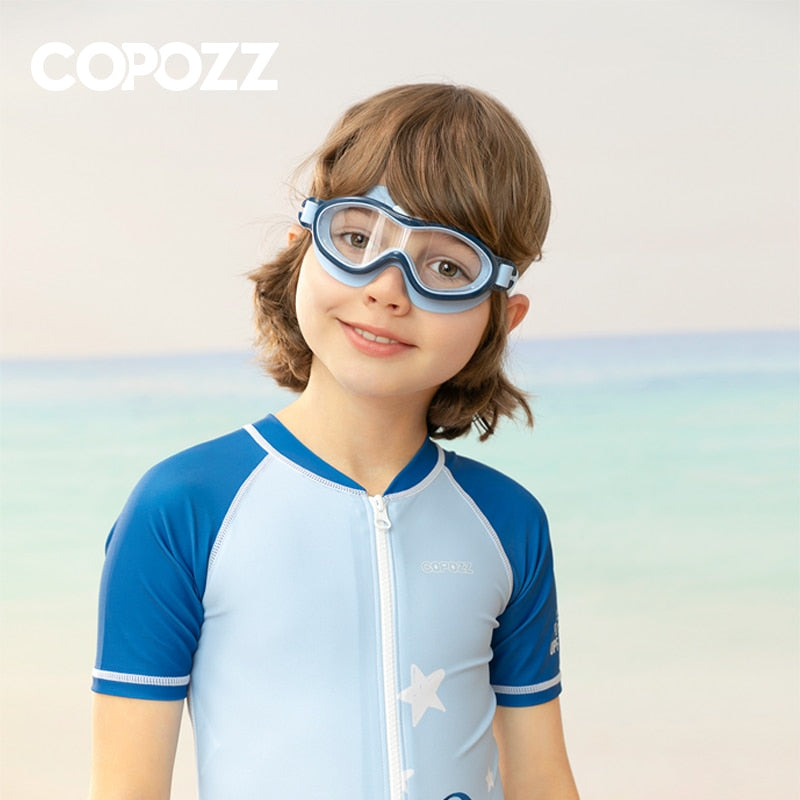 COPOZZ Kinder-Schwimmbrille Anti-Fog Wasserdichte Kinder Jugendliche Big Frame Schwimmbrille Junge Mädchen Einteilige Schwimmbrille