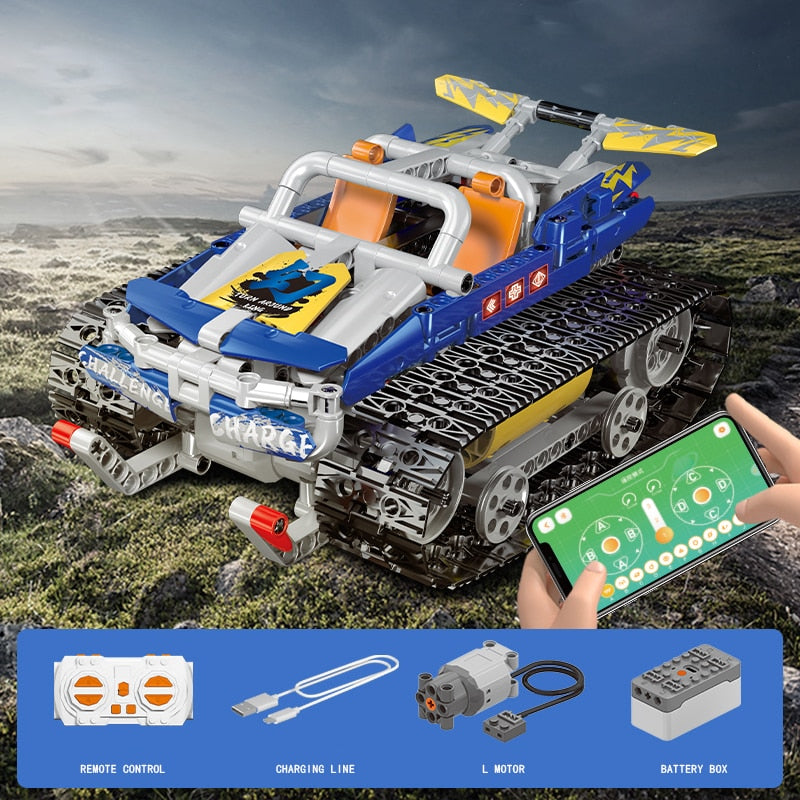 City Off-road RC Racing Car Electric Building Blocks APP Remote Control Tank military Bricks Toys For Children