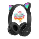 Auriculares inalámbricos Oreja de Gato con micrófono Blue-tooth Glow Light Stereo Bass Cascos Niños Gamer Girl Regalos PC Phone Gaming Headset