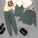 mozuleva  Women 2022 Autumn Winter Knitted  Vest Zipper Cardigans Pants 3pcs Sets Tracksuits Outfits
