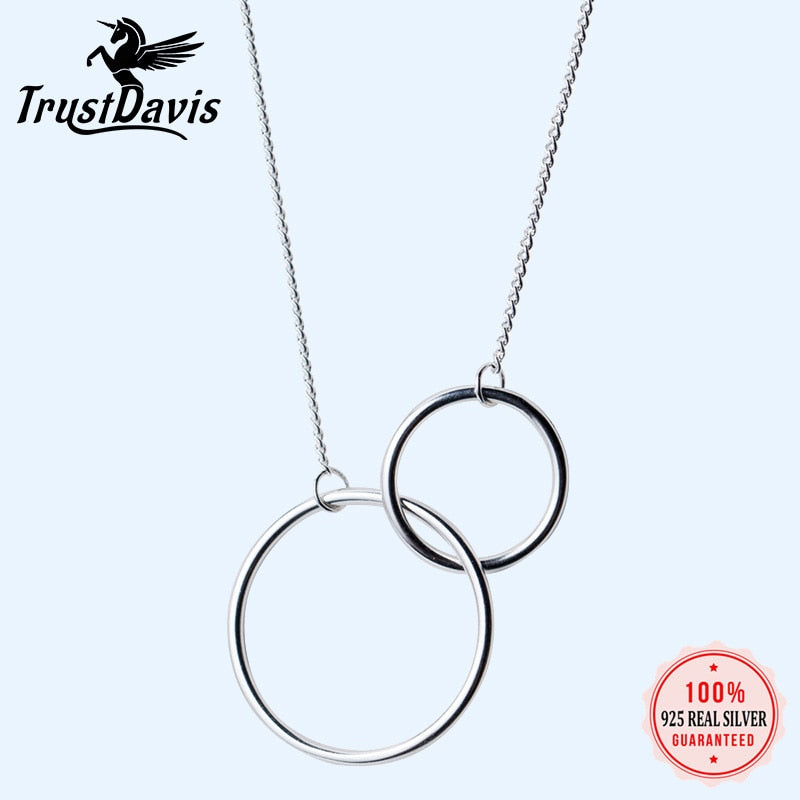 Trustdavis Minimalist 925 Sterling Silver Hollow Round Pendant Short Clavicle Necklace Gift For Women Wedding Fine Jewelry DA02