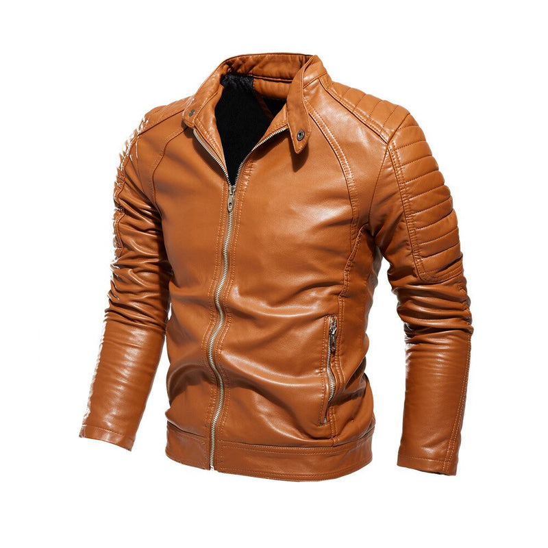 Chaqueta de cuero negro de invierno 2022 para hombre, chaqueta cálida con forro de piel para motocicleta, abrigo de motociclista negro a la moda de calle, abrigo de motorista con diseño plisado y cremallera