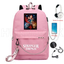 Nueva mochila Stranger Things HELLFIRE, mochila multifunción de lona de viaje con carga USB para estudiantes, mochila escolar para adolescentes, niños y niñas