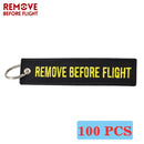 REMOVE BEFORE FLIGHT Wholesale Keychain for Motorcycles and Cars Key Chains Jewelry 100 PCS Aviation Gifts Embroidery Key Chain