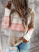 Fitshinling Bohemian Hooded Jumper Sweaters Pullovers Woman Clothes Patchwork Holiday Autumn Winter Pull Vintage Sweater Female
