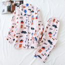 Langärmlige Herbst- und Winterhose im neuen japanischen Stil, reine Baumwollluftbaumwolle, warmer Damenpyjama, Nachtwäsche für den Heimservice