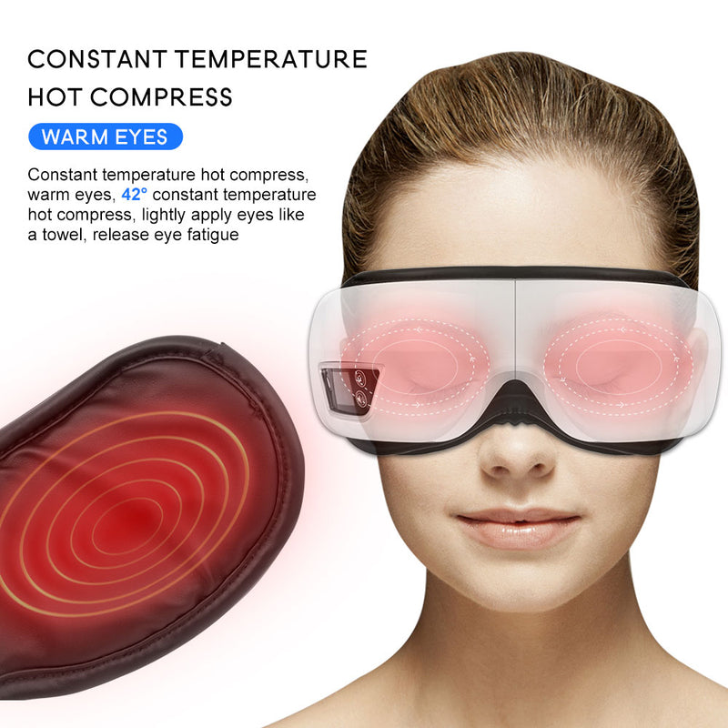 6D Smart Airbag Vibración Masajeador de ojos Instrumento para el cuidado de los ojos Calefacción Bluetooth Música Alivia la fatiga y las ojeras con calor
