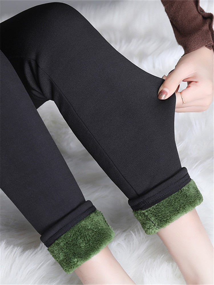 Seoulish Damen Winter Leggings 2022 Neue warme Hose Chic Samt verdicken Abnehmen Kaschmir gewärmte Leggings mit Fleece weiblich