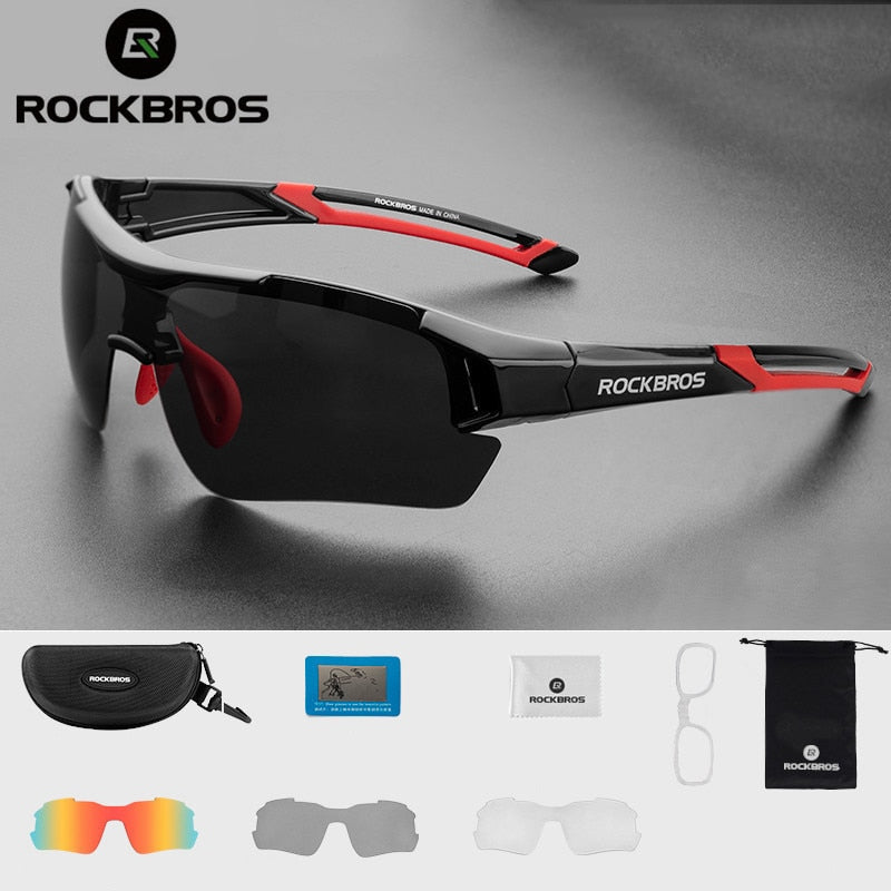 ROCKBROS Polarisierte Fahrradbrille Herren Sport Sonnenbrille Rennrad MTB Mountainbike Fahrrad Reitschutzbrille Brillen 5 Linsen