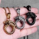 Ouroboros Snake Dragon Mens Long Necklaces Pendants Chain Hip Hop for Boy Male Stainless Steel Jewelry Creativity Gift Wholesale