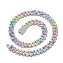 Hip Hop Iced Out Miami Zircon 15MM Bling Cuban Full Pave Rhinestone Collar de hombre Collares de color plateado para hombres Joyería