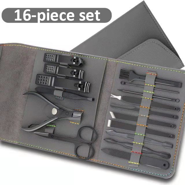 Manicure Set 16 In 1 Full Function Kit Professional Stainless Steel Pedicure Sets With Leather Portable Case Idea Gift