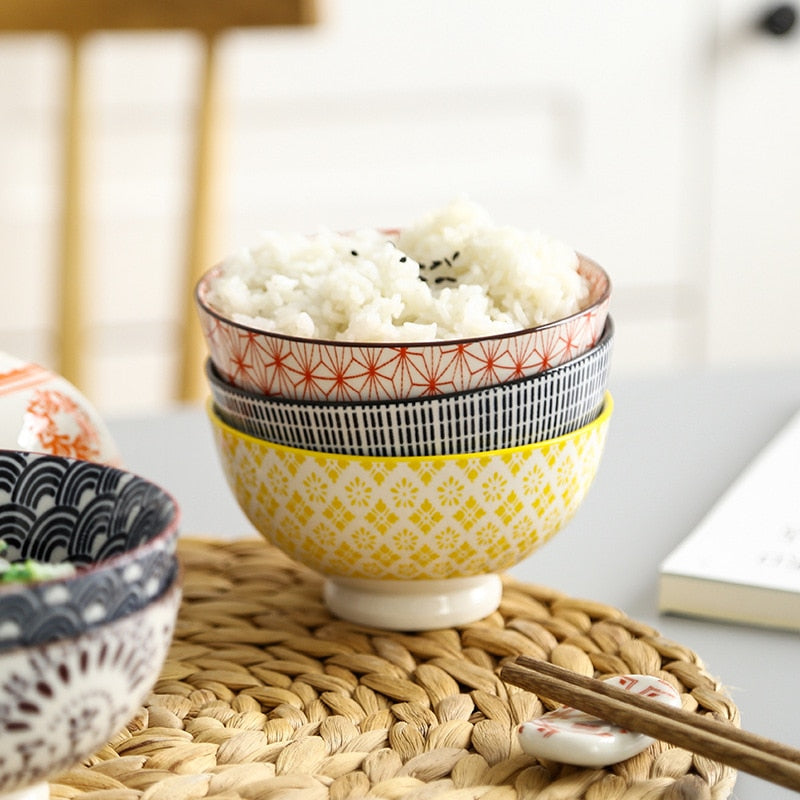 Cuenco de arroz japonés y de viento de 4,5 pulgadas, cuenco de cerámica sin esmaltar para escaldar, cuenco de sopa Simple europeo para el hogar, patas altas