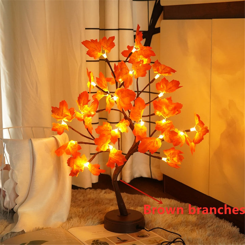 Alambre de cobre LED luz de noche árbol luces de hadas decoración del hogar lámpara de noche para dormitorio lámpara de mesita de noche USB y funciona con batería