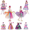 2022 New Fashion Baby Girl Candy Dress Kids Halloween Party Costume Colorful Ball Gown 2-12 Year Children Clothing
