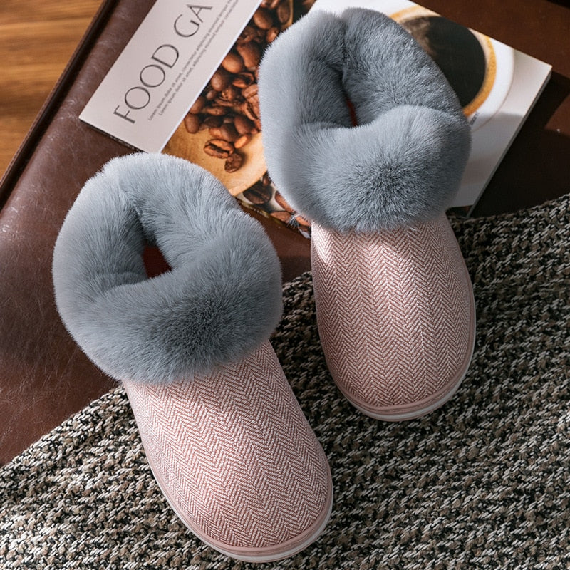 2022 zapatos cálidos de invierno de piel sintética para mujer y hombre, pantuflas de interior de felpa suave antideslizante para amantes del hogar, pantuflas de algodón SH08271