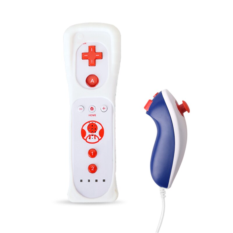 Mando a distancia inalámbrico 2 en 1 para Nunchuk Nintendo Wii, Gamepad de movimiento integrado Plus con funda de silicona, Sensor de movimiento