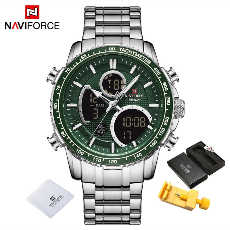 Reloj NAVIFORCE para hombre, relojes deportivos digitales de marca de lujo, reloj de pulsera de cuarzo para hombre, reloj luminoso resistente al agua para hombre, reloj Masculino