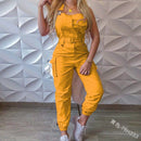 Strap Jumpsuit Women Loose Dungarees Long Rompers Summer Solid Pockets Cargo Pants Female Casual Work Out Playsuits Overalls