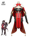 ROLECOS Genshin Impact Beidou Cosplay Kostüm Beidou Cosplay Kostüm Frauen Schwarz Rot Kostüm Halloween Kleid Umhang Full Set