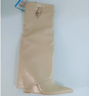 Ins Hot Spring Winter Gran calidad Estampado de cocodrilo Zapatos superiores Botín Hasta la rodilla Punta puntiaguda Over-lay Side Zip Mujer Botas 43