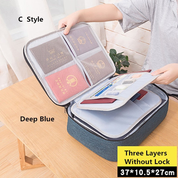 Document Bag Large Capacity Travel Passport Wallet Card Organizer Men&