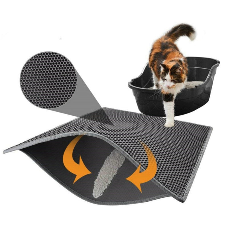 Pet Cat Litter Mat Wasserdichte EVA-Doppelschicht-Katzenstreu, die Haustier-Katzenklo-Matte Clean Pad-Produkte für Katzenzubehör einfängt