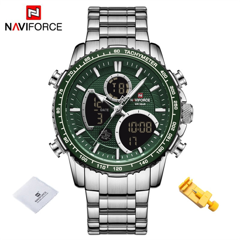 NAVIFORCE Fashion Men Watch Luxury Brand Sport Watch For Men Chronograph Quartz Wristwatch Military Waterproof Steel Band Clock