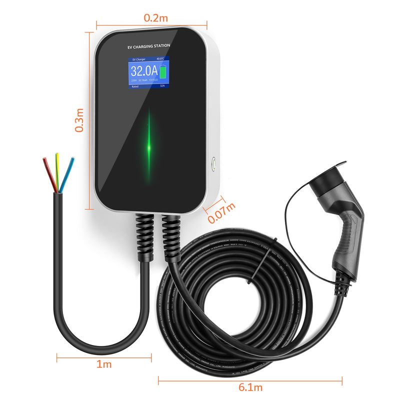 EVSE Wallbox 7kw 32A EV Car Charger Wallmount Electric Vehicle Charging Station Type 2 Ev Cable IEC 62196-2 1 Phase for Audi BMW
