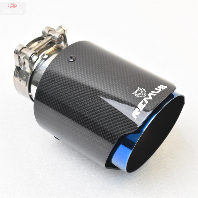 1PC Single Car Exhaust tip Blue Pipe  Glossy  Plain Carbon Muffler pipe for CX-4 E71