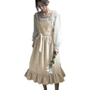 2022 New Retro Medieval Cotton Linen Cooking Kitchen Aprons For Woman Dress Flower Shop Smock Hairdresser Bib Garden Overall