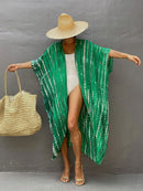 2022 Bikini Cover-ups Black Retro Striped Self Belted Women Summer Clothing Kimono Dress Beach Wear Swim Suit Cover Up Q1225