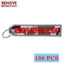 REMOVE BEFORE FLIGHT Wholesale Keychain for Motorcycles and Cars Key Chains Jewelry 100 PCS Aviation Gifts Embroidery Key Chain