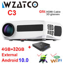 WZATCO C3 LED Projector Android 10.0 WIFI Full HD 1080P 300 inch Big Screen Proyector Home Theater Smart Video Beamer