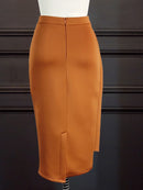 Women Bodycon Pencil Skirts High Waist Slim Midi Modest Classy Female Package Hip Jupes Falad Officewear Elegant Femme Fashion