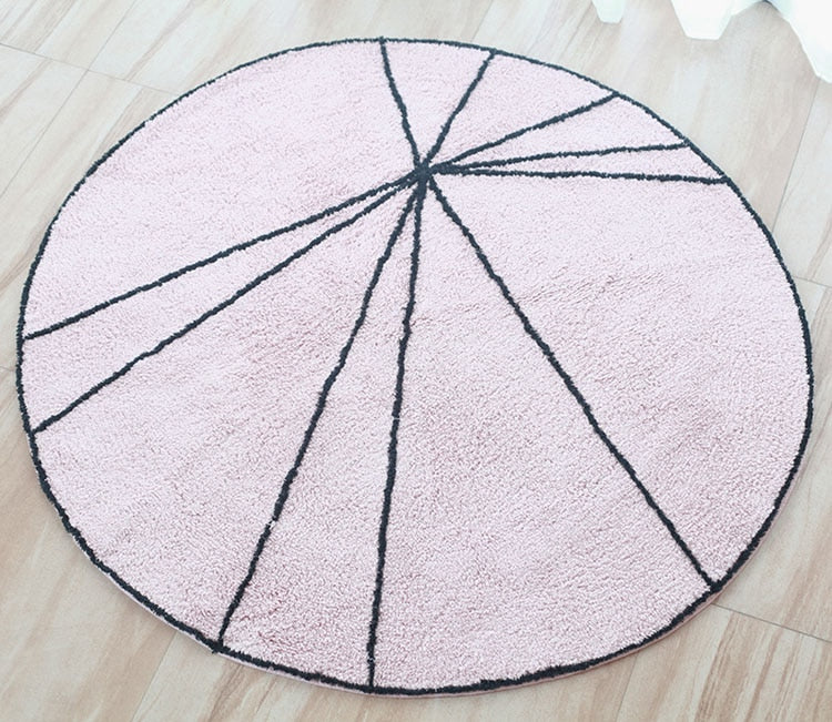 Runder Teppich Tapete Infantil Nordic Weiche Baumwolle Flauschige Bodenmatte Teppiche Kelim für Baby Kinder Schlafzimmer Wohnzimmer Rosa Grau Blau