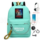 Nueva mochila Stranger Things HELLFIRE, mochila multifunción de lona de viaje con carga USB para estudiantes, mochila escolar para adolescentes, niños y niñas