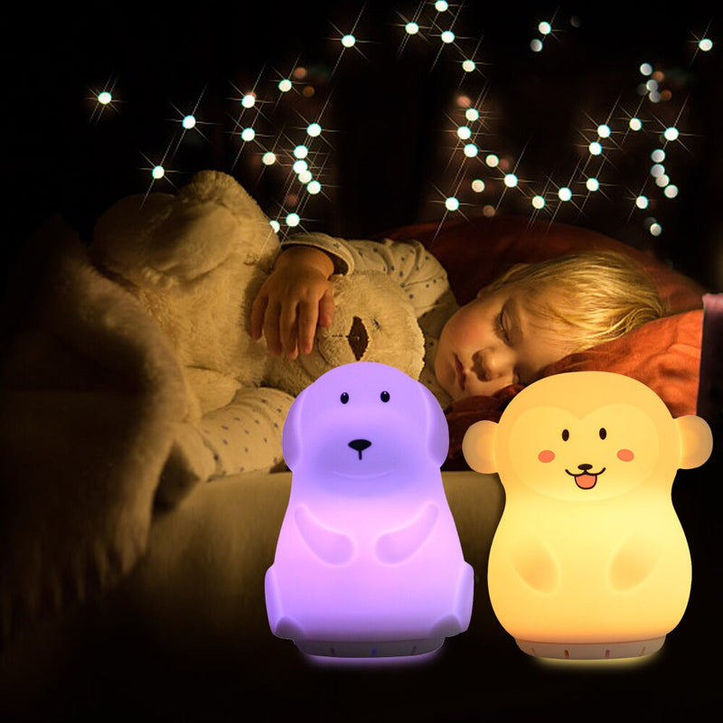 Silicona perro zorro unicornio música lámpara inalámbrico Bluetooth altavoz reproductor USB recargable RGB LED luz de noche para niños bebé regalo