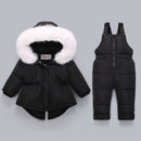 Kinder Daunenmantel Jacke + Overall Kinder Kleinkind Mädchen Junge Kleidung Daunen 2 stücke Winter Outfit Anzug Warme Baby Overalls Kleidung Sets